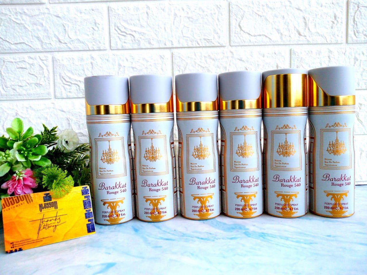 Fragrance world Body Sprays, La vida es Bella, Ectasy, Three Dimension, Scarlet, Brown Orchid Oud Edition, Oniro, Black Leather, Dolores, Pure Love, Brown Orchid Sapphire, Toomford, Tomford, Barakkat Satin Oud, Barakkat Rouge 540,