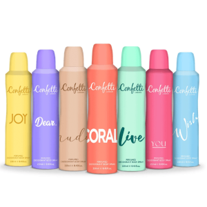 Confetti Body Sprays - Live, Coral, Joy, Diva, Pretty, Maple, Secret, Chocolate, Dear, Wish, Nude